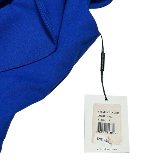 NWT Calvin Klein Cobalt Blue Mini Dress Sleeveless Asymmetrical Dark Blue Dress - Picture 4 of 10